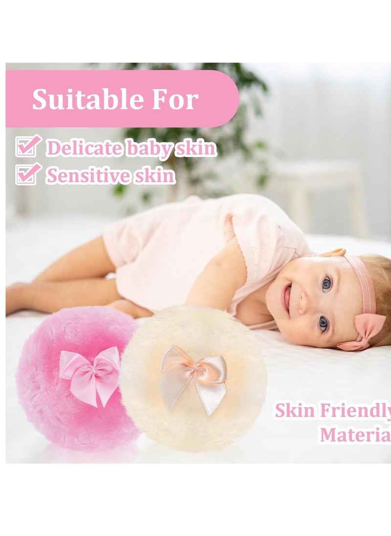 Sibba 4Pcs Large Fluffy Powder Puff, 3.5 Inch Ultra Soft Washable Reusable Velour Face Body Powder Puff Loose Powder Puffs Wet Dry Makeup Tool