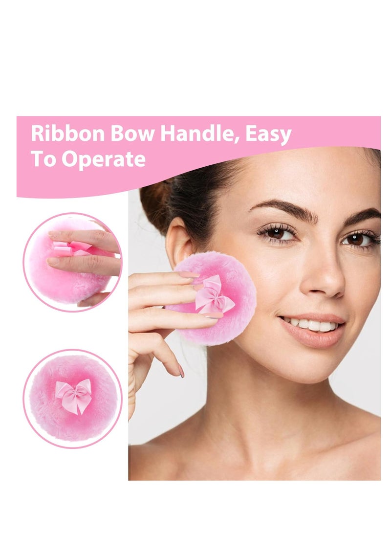 Sibba 4Pcs Large Fluffy Powder Puff, 3.5 Inch Ultra Soft Washable Reusable Velour Face Body Powder Puff Loose Powder Puffs Wet Dry Makeup Tool