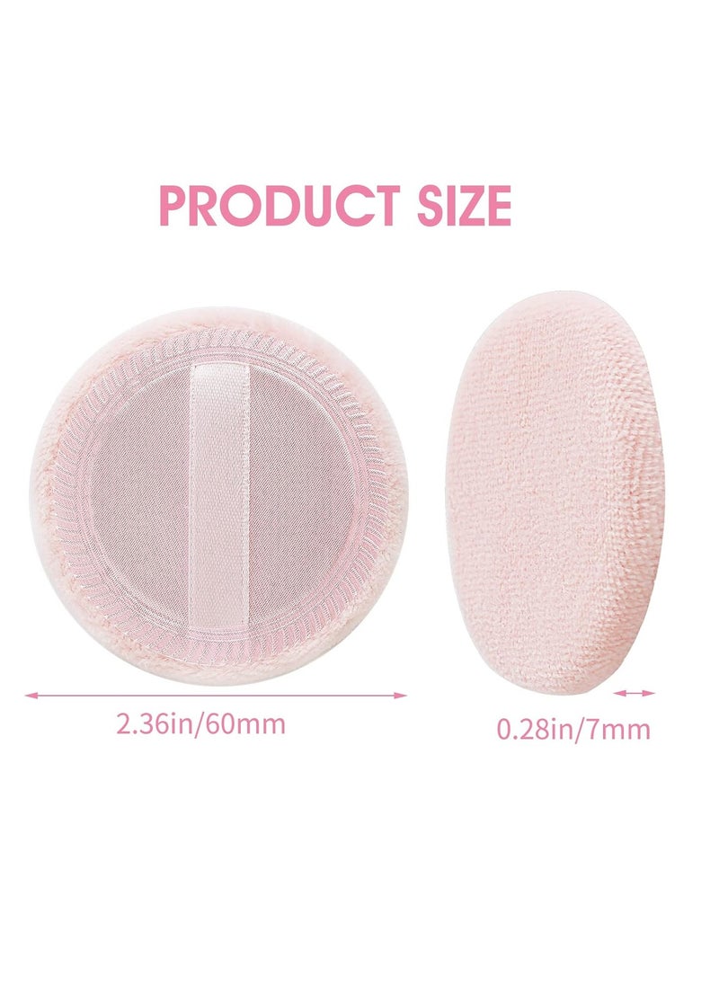WLLHYF 12PCS Makeup Powder Puffs Pink Cotton Powder Puffs Round Powder Puff for Makeup Face Powder Velour Puffs for Loose Powder Washable(pink