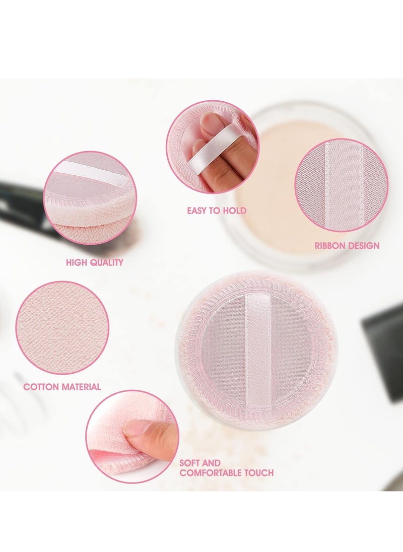 WLLHYF 12PCS Makeup Powder Puffs Pink Cotton Powder Puffs Round Powder Puff for Makeup Face Powder Velour Puffs for Loose Powder Washable(pink