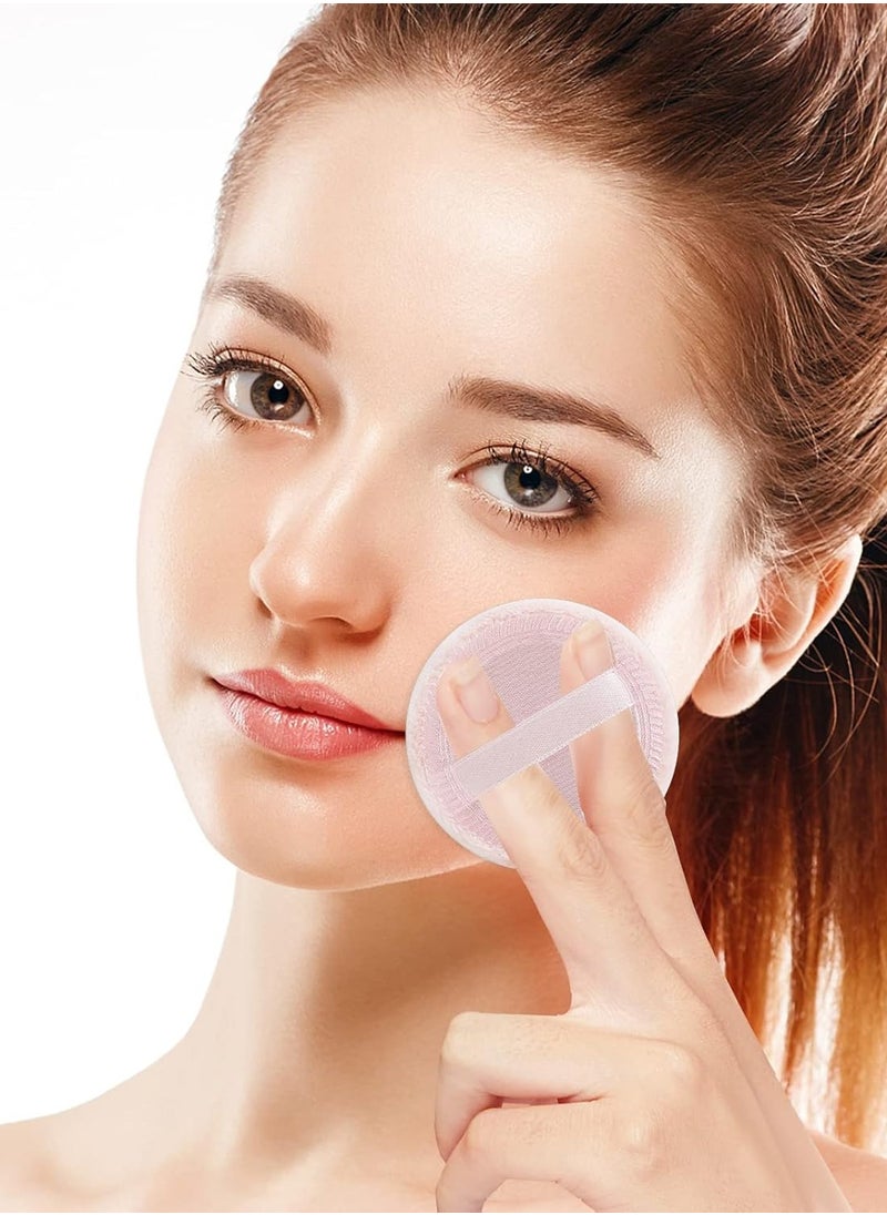 WLLHYF 12PCS Makeup Powder Puffs Pink Cotton Powder Puffs Round Powder Puff for Makeup Face Powder Velour Puffs for Loose Powder Washable(pink