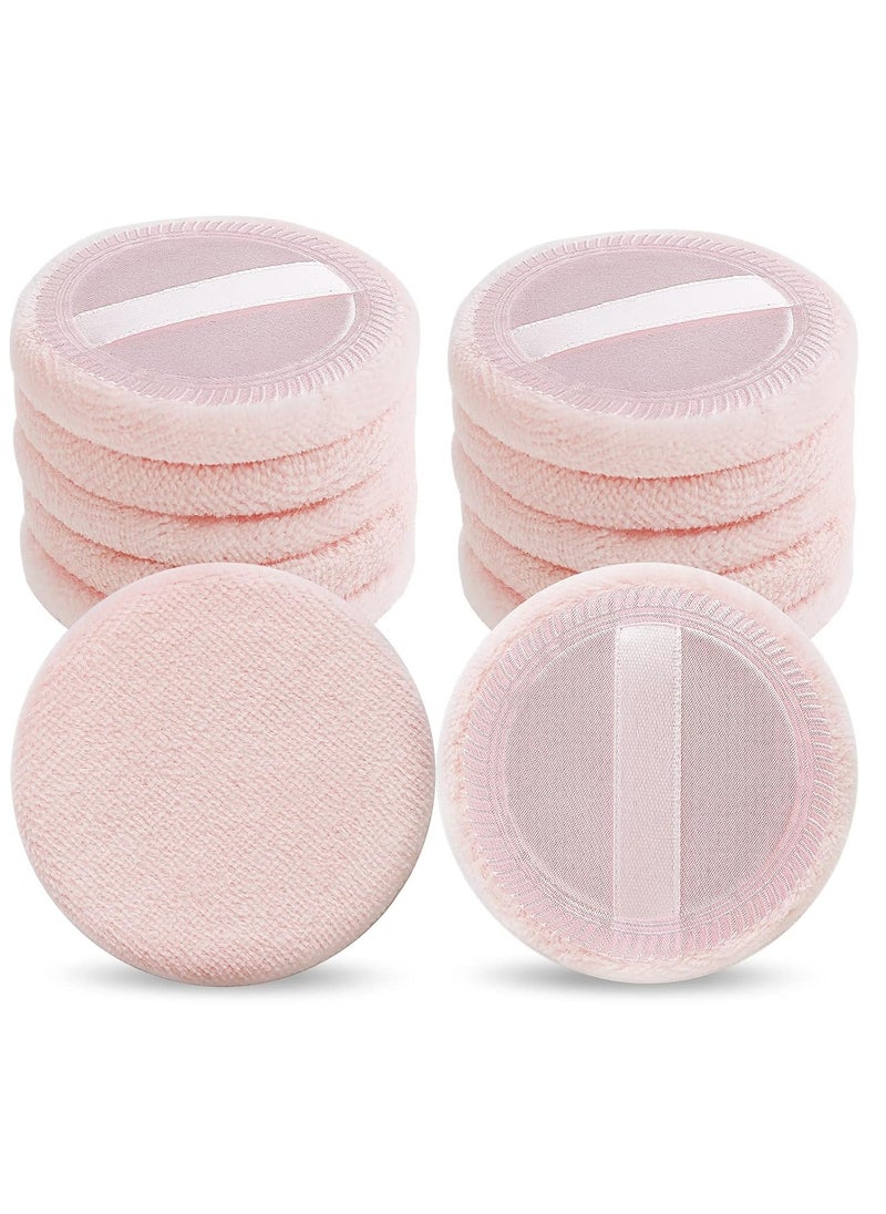 WLLHYF 12PCS Makeup Powder Puffs Pink Cotton Powder Puffs Round Powder Puff for Makeup Face Powder Velour Puffs for Loose Powder Washable(pink