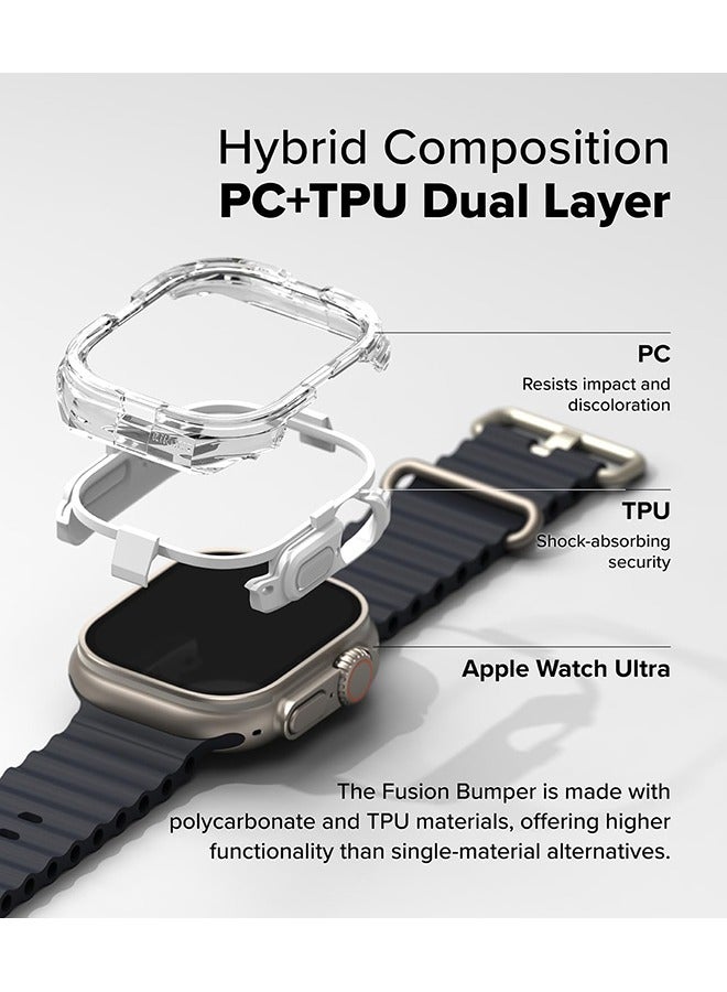 Fusion Bumper For Apple Watch Ultra 2 / 1 Case, Frame Protection Double Layered PC TPU Transparent Color Lightweight Cover for Watch Case- White