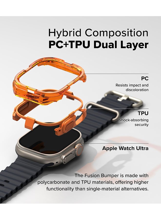 Fusion Bumper For Apple Watch Ultra 2 / 1 Case, Frame Protection Double Layered PC TPU Transparent Color Lightweight Cover forWatch Case- Neon Orange