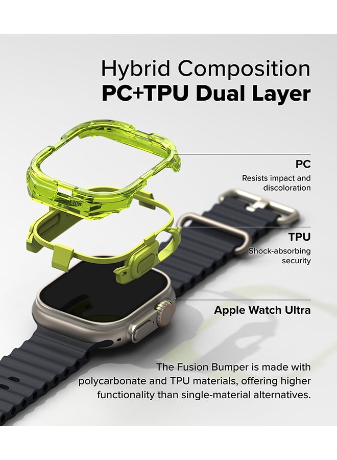 Fusion Bumper For Apple Watch Ultra 2 / 1 Case, Frame Protection Double Layered PC TPU Transparent Color Lightweight Cover for Watch Case- Neon Green