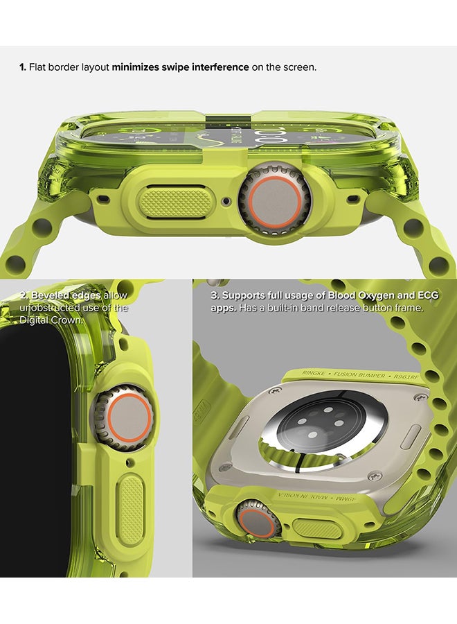 Fusion Bumper For Apple Watch Ultra 2 / 1 Case, Frame Protection Double Layered PC TPU Transparent Color Lightweight Cover for Watch Case- Neon Green