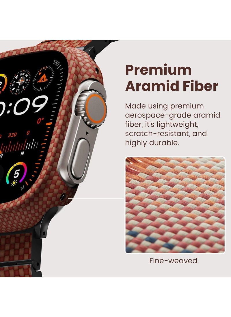 PITAKA Apple Watch Ultra/Apple Watch Ultra 2 Case, Exquisite Minimalist Slim Apple Watch Ultra 2 Case 49mm, Aramid Fiber Woven Air Case - Sunset