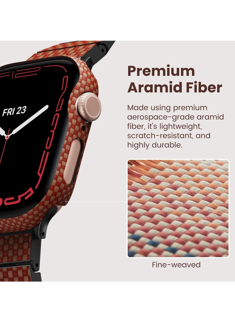 PITAKA Apple Watch Series 10 Case, Exquisite Minimalist Slim Apple Watch Series 10 46mm Case, Aramid Fiber Woven Air Case - Sunset