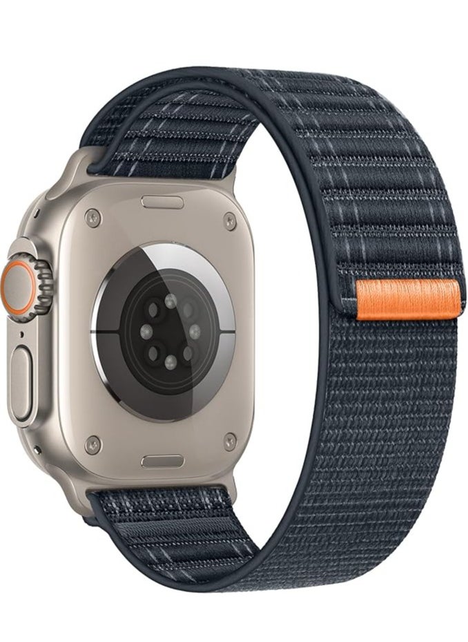 Apple Watch Strap 46mm 45mm 44mm 49mm Men  Braided Sport Loop Band for IWatch Series 10 9 8 7 6 5 4 3/SE 2/Ultra 2  Breatheable Nylon Fabric Velcro Strap Midnight Blue