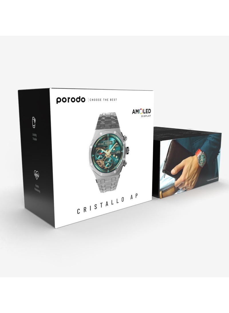 Porodo CristalloAP Smart Watch Blue Dial - Silver