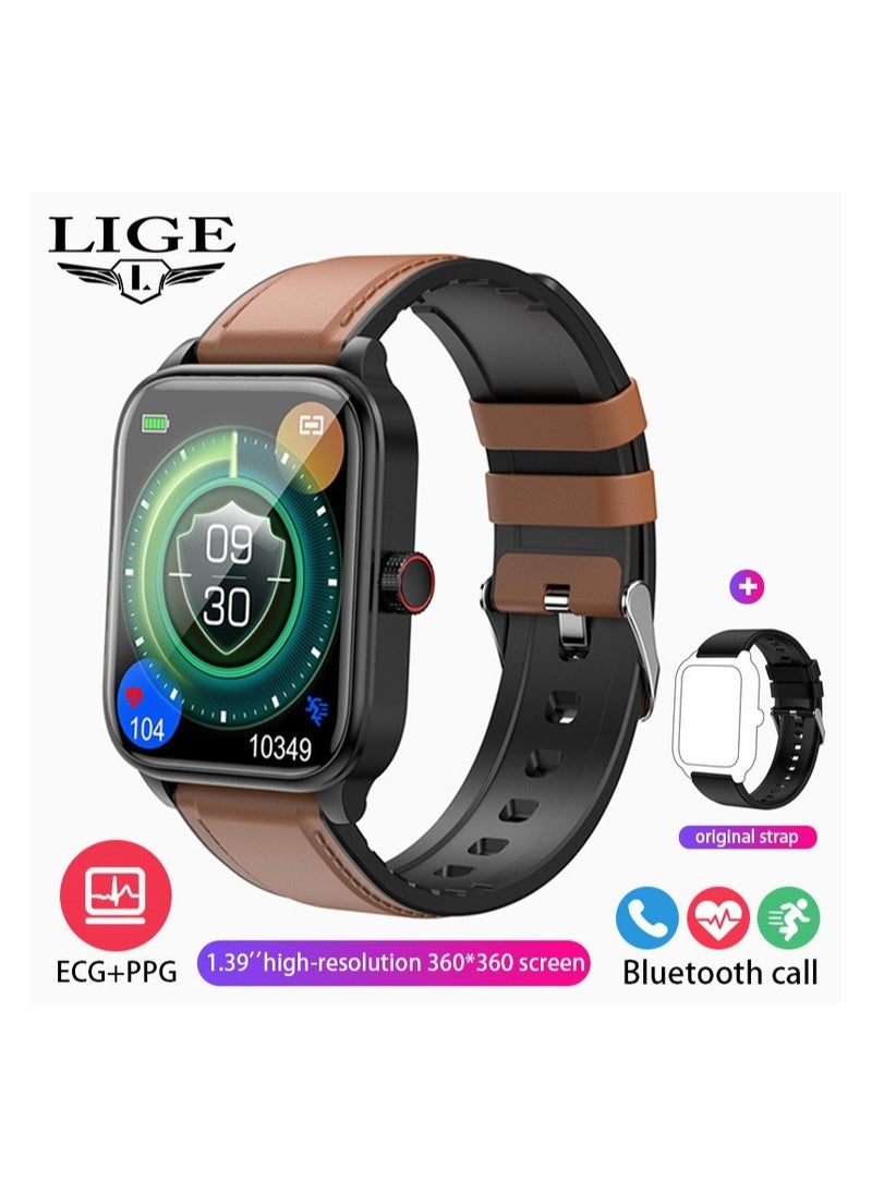 Smartwatch with Non-Invasive Blood Sugar Monitoring for Men Health Tracking Blood Pressure Heart Rate Large Square Screen for Outdoor Sports