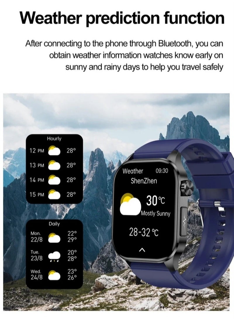 Smartwatch with Non-Invasive Blood Sugar Monitoring for Men Health Tracking Blood Pressure Heart Rate Large Square Screen for Outdoor Sports