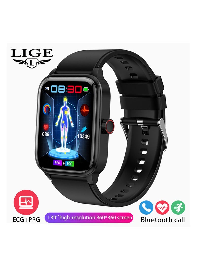 Smartwatch with Non-Invasive Blood Sugar Measurement Health Monitoring for Men Blood Pressure Heart Rate Outdoor Sports Large Square Screen