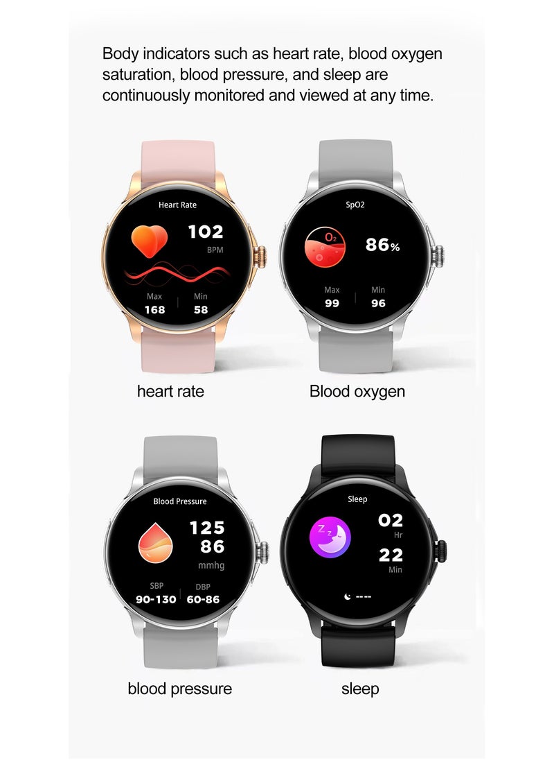 Smart Sports Watch VENU 3 – Women & Girls Fashion Edition (Black) with 1.43-inch AMOLED Display, Bluetooth Calling, 100+ Sport Modes, Multidimensional Health Management, Ultra-Long Battery Life (30 Days Standby, 5-7 Days Usage), Always-On Screen, Exquisite Crown with Mechanical Vibration, Rich Applications, and 2 Extra Interchangeable Black Silicone Straps