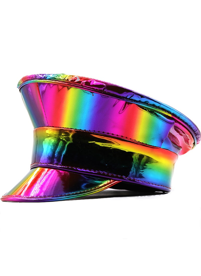 Colorful Laser-Paint Flat Cap Womens Party PU Beret08 08