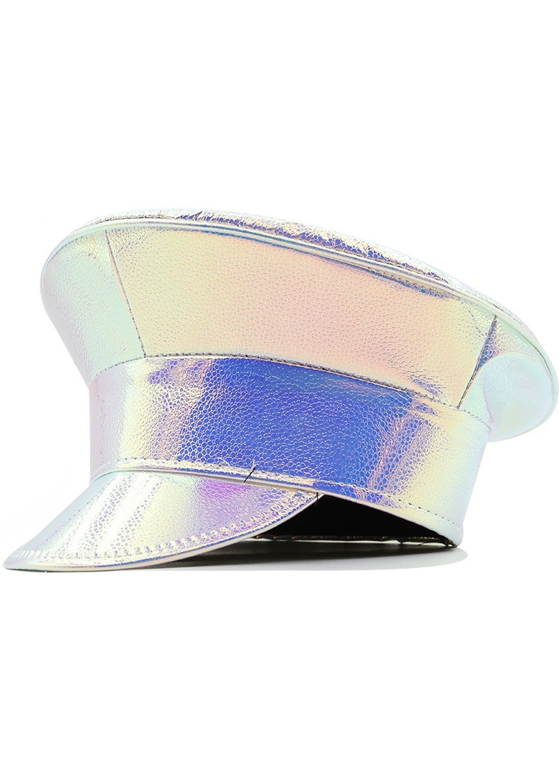 Colorful Laser-Paint Flat Cap Womens Party PU Beret02 02