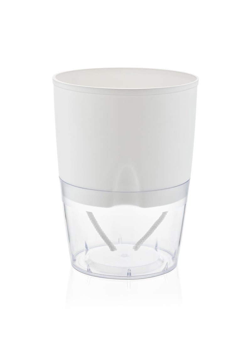 Lobello Self Watering Pot Plastic with Glass Base - White Color