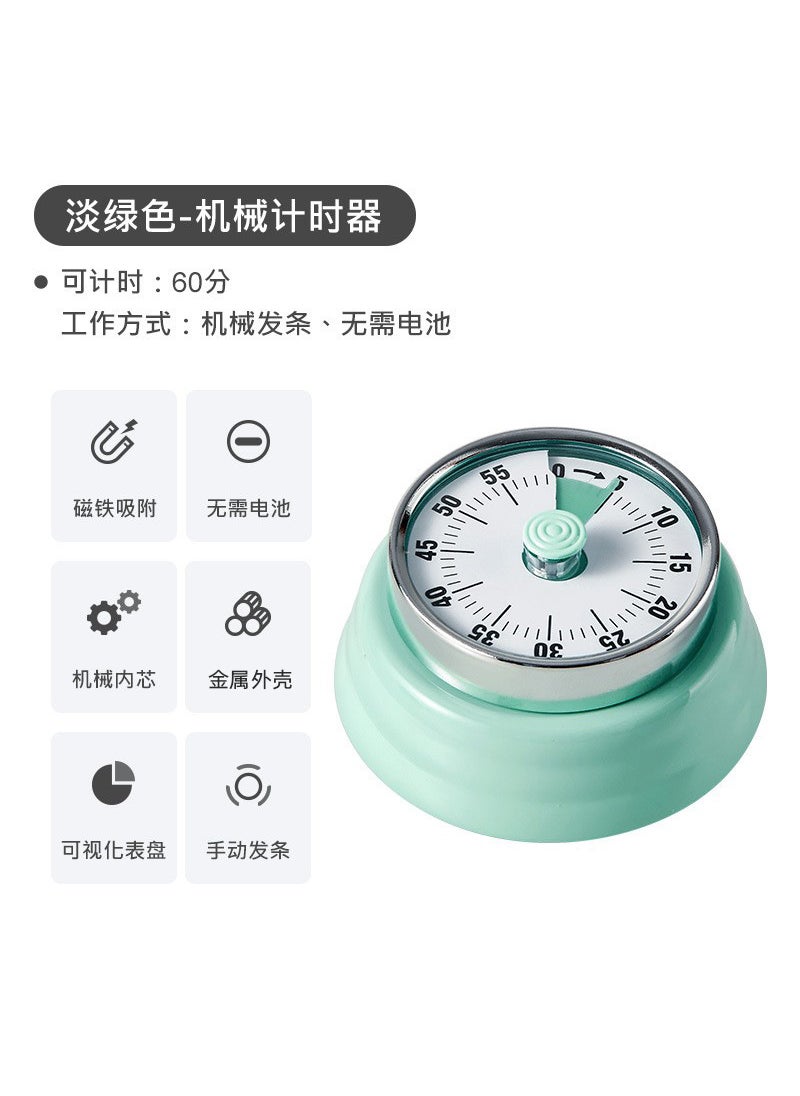 Kitchen timer mechanical timer reminder round time pointer alarm clock countdown magnetic attraction visualizationMechanical Timer [Mint Green]] Mechanical Timer [Mint Green]]