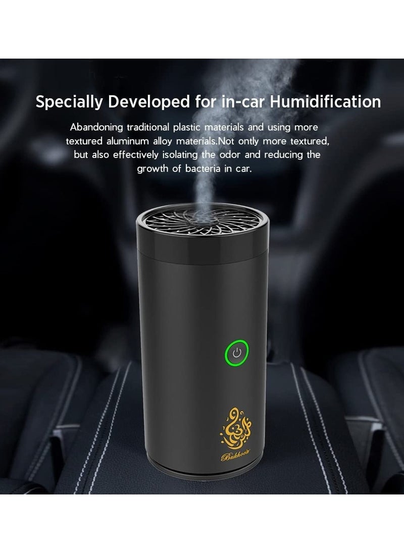 Electric Incense Mini Car Incense Bukhoor Burners Decort for Car, Home, Usb Rechargeable Gift (BLACK)