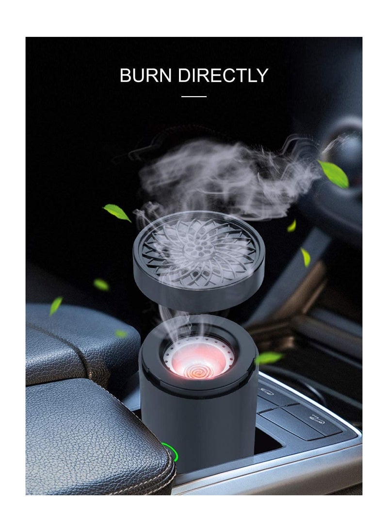 Electric Incense Mini Car Incense Bukhoor Burners Decort for Car, Home, Usb Rechargeable Gift (BLACK)