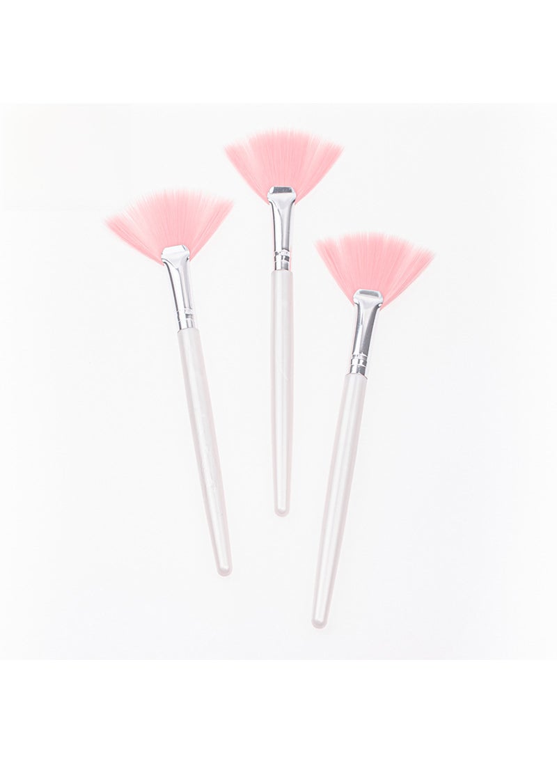 Pearlescent Pink Fan Mask Brush for Makeup