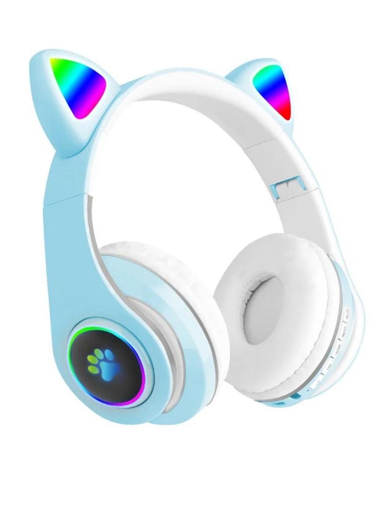 Foldable Wireless Glowing Cat Headphones