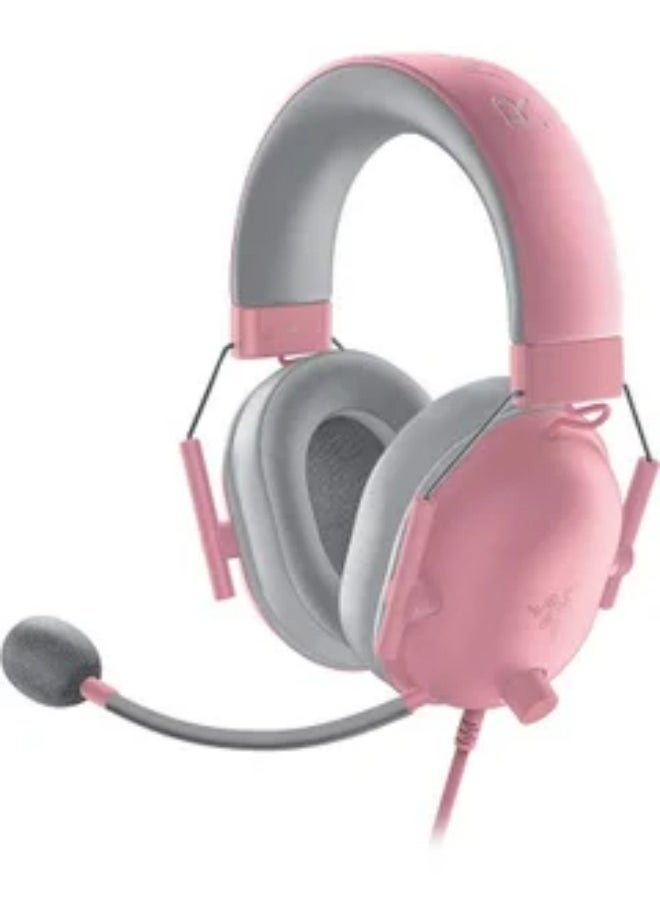 BlackShark V2 X Gaming Headset, 7.1 Surround Sound Capable, TriForce 50mm Drivers, 3.5mm Jack, Breathable Memory Foam Cushion, For PC, PS4, Nintendo Switch, Quartz Pink