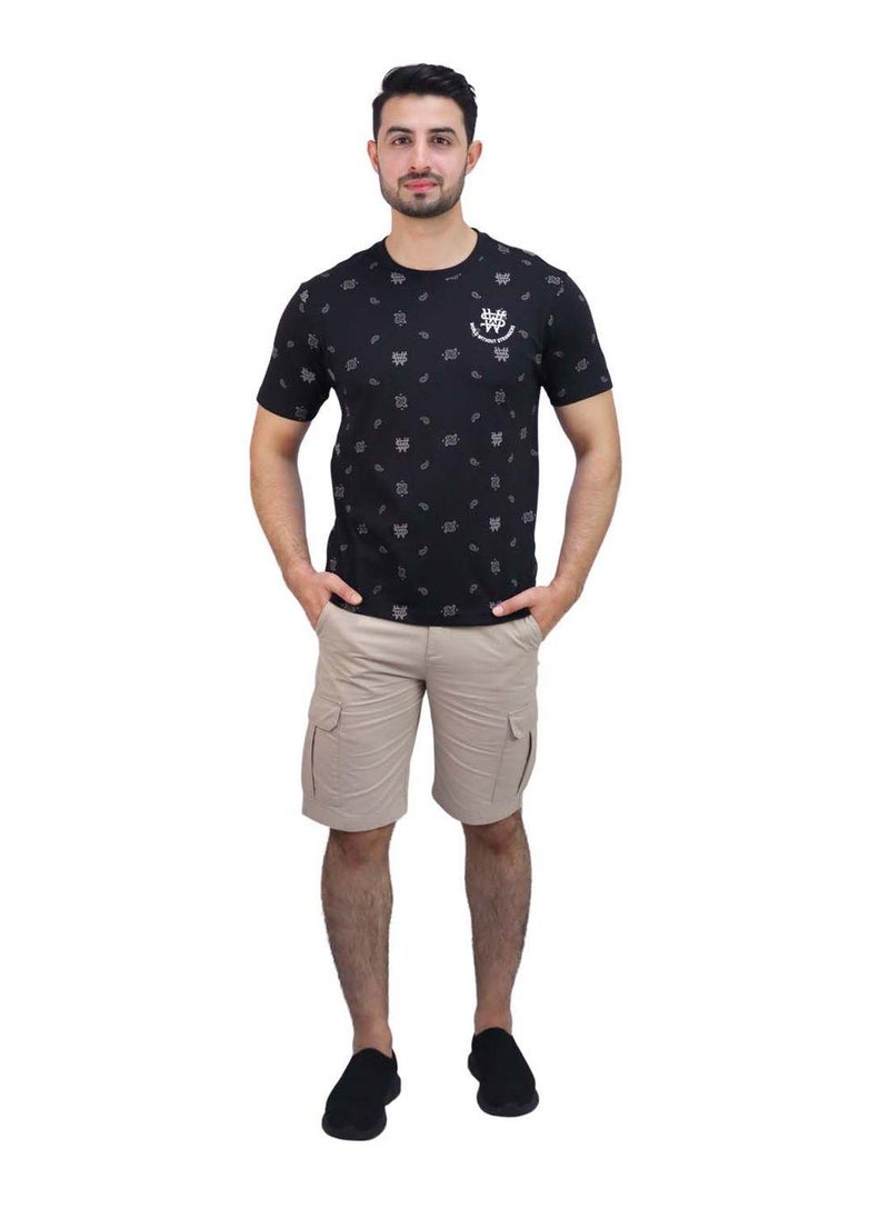 Men's WWS Crewneck Short Sleeve Slim Fit All Over Print Print Tee