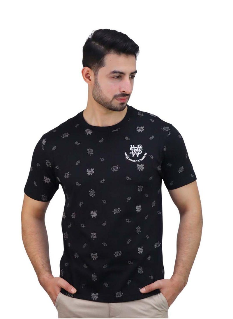 Men's WWS Crewneck Short Sleeve Slim Fit All Over Print Print Tee