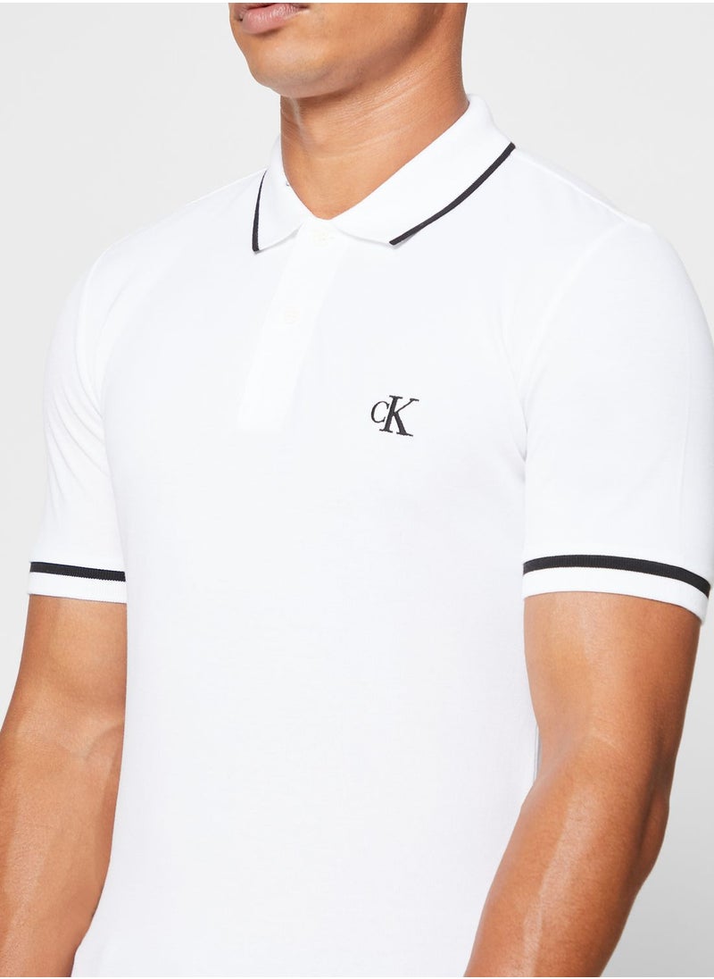 Logo Tipped Sleeve Polo Shirt