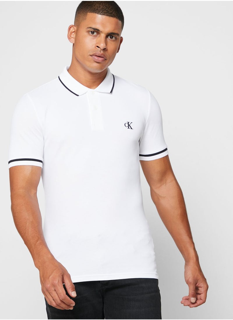 Logo Tipped Sleeve Polo Shirt