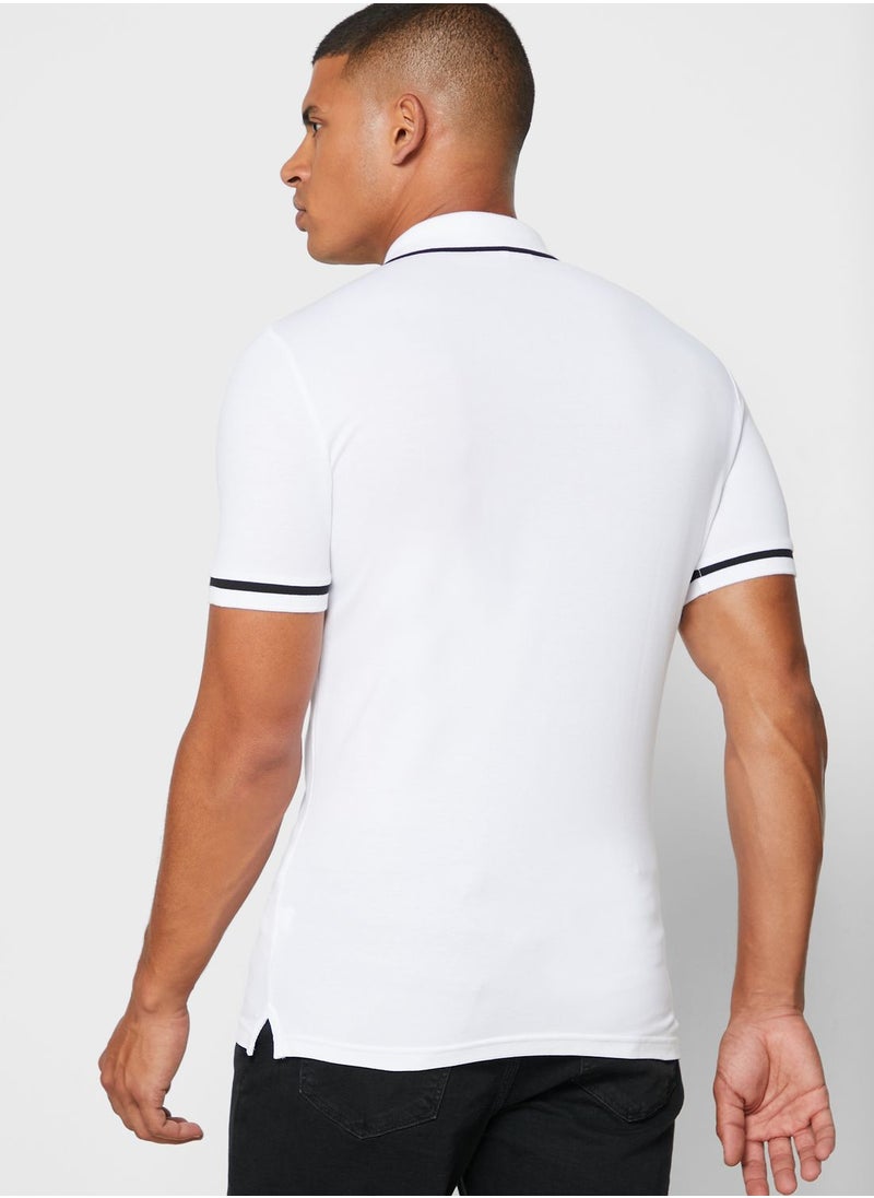 Logo Tipped Sleeve Polo Shirt