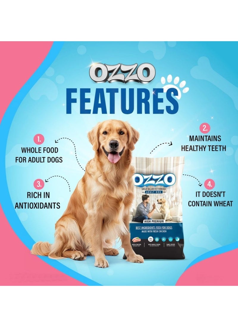 OZZO High Premium Adult Dog Dry Food – Fresh Chicken, Balanced Diet, Omega-Rich, Free from Corn & Wheat