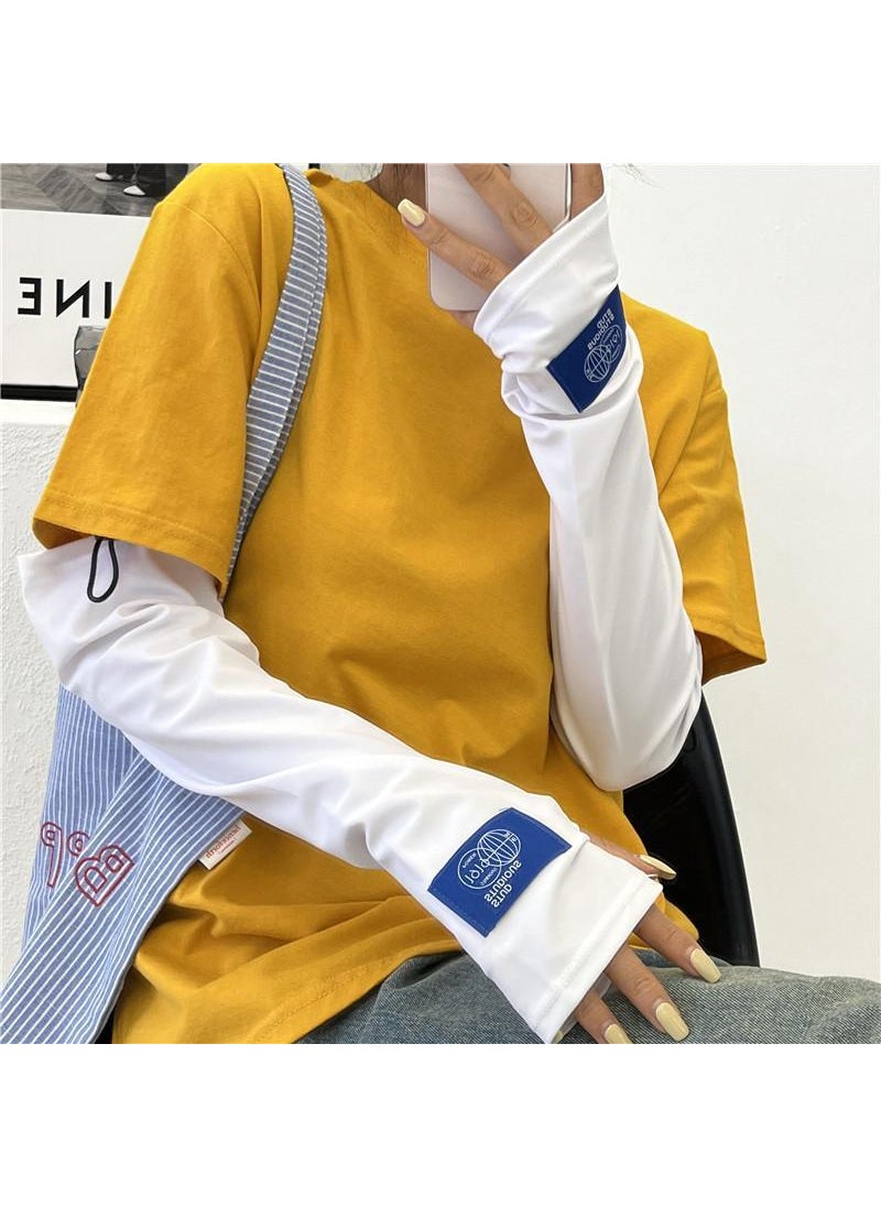 Summer Adjustable UV Protection Arm SleevesWhite Blue A mark (adjustable) White Blue A mark (adjustable)