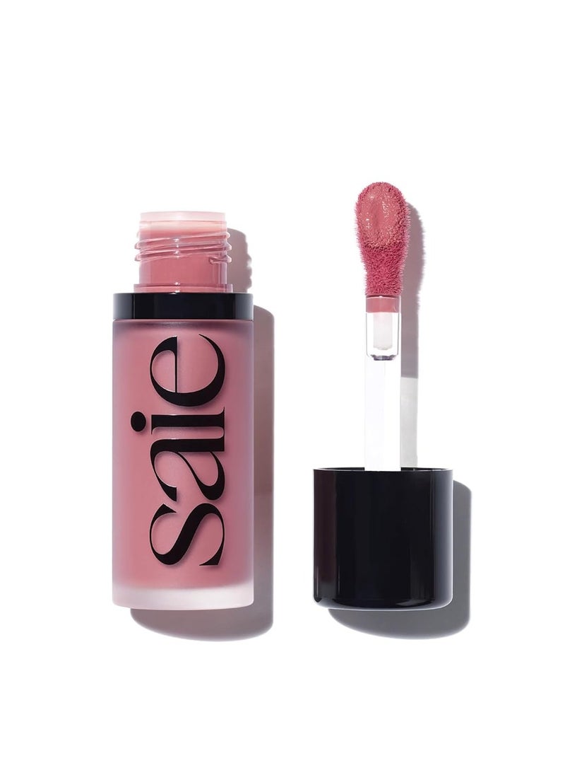 Saie Dew Blush - Lightweight Liquid Blush with a Blendable + Buildable Cream Finish - Dewy Cheek Tint with Doe Foot Wand Makeup Applicator - Mauve Blush - Chilly (.40 oz)