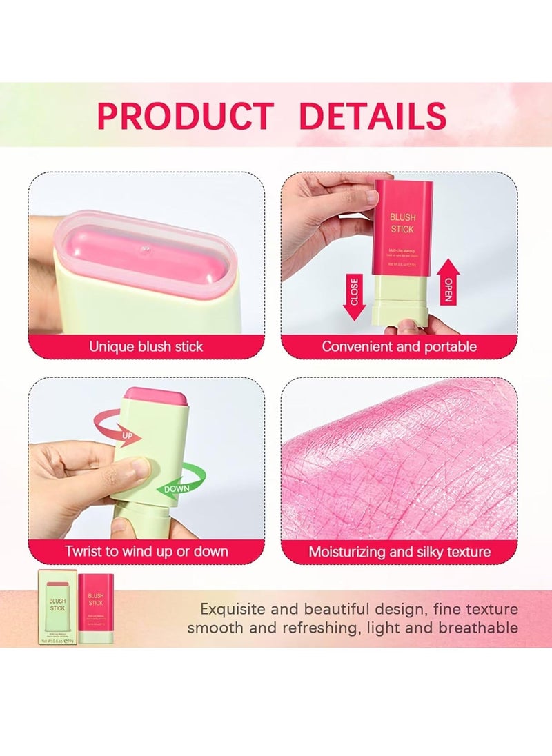 Multi-Use Makeup Blush Stick,Beauty Solid Moisturizer Stick,Waterproof Natural Nude Makeup,Tinted Solid Moisturizer Stick for Eyes Lips Cheek(1#shy pink)