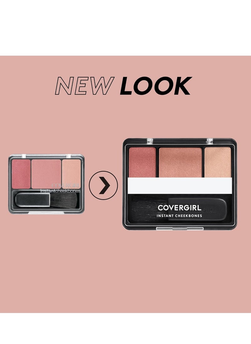 COVERGIRL Instant Cheekbones Contouring Blush Peach Perfection, Palette, .29 Oz, Blush Makeup, Pink Blush, Lightweight, Blendable, Natural Radiance, Sweeps on Evenly