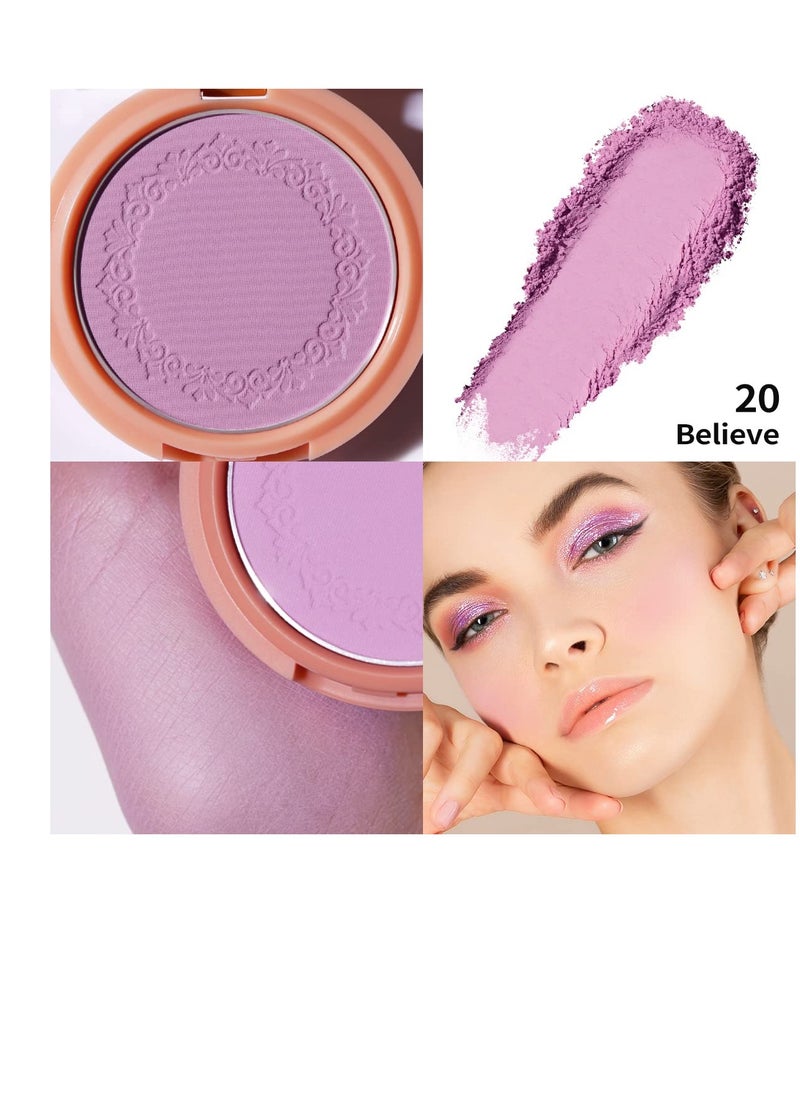 Oulac Purple Blush for Cheeks Blush Makeup| Highly Pigmented Cream Blush| Natural Matte Glow| Shape & Highlight Face| Cruelty-Free Blush with Rose Oil| N20 Believe 4.8g