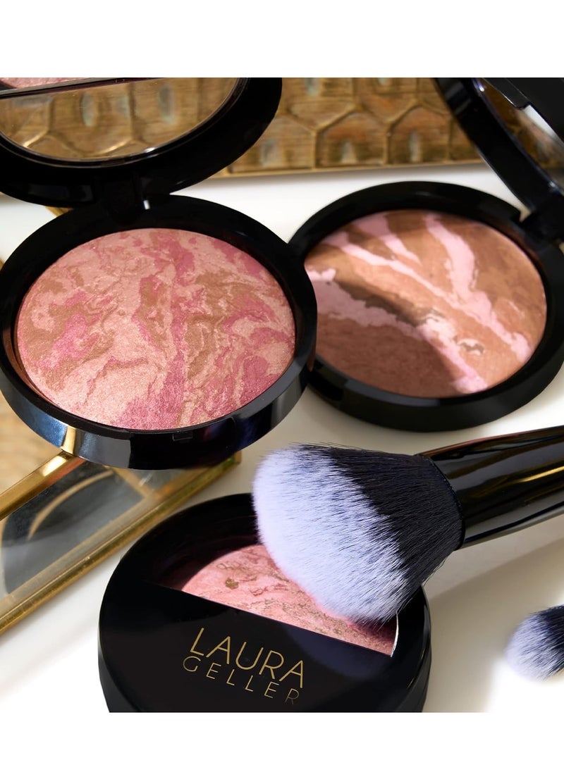 LAURA GELLER NEW YORK Baked Blush-n-Bronze Marbleized 2-in-1 Sculpting Bronzer Blush - Rose Bronze - Contour Face with a Radiant Flush