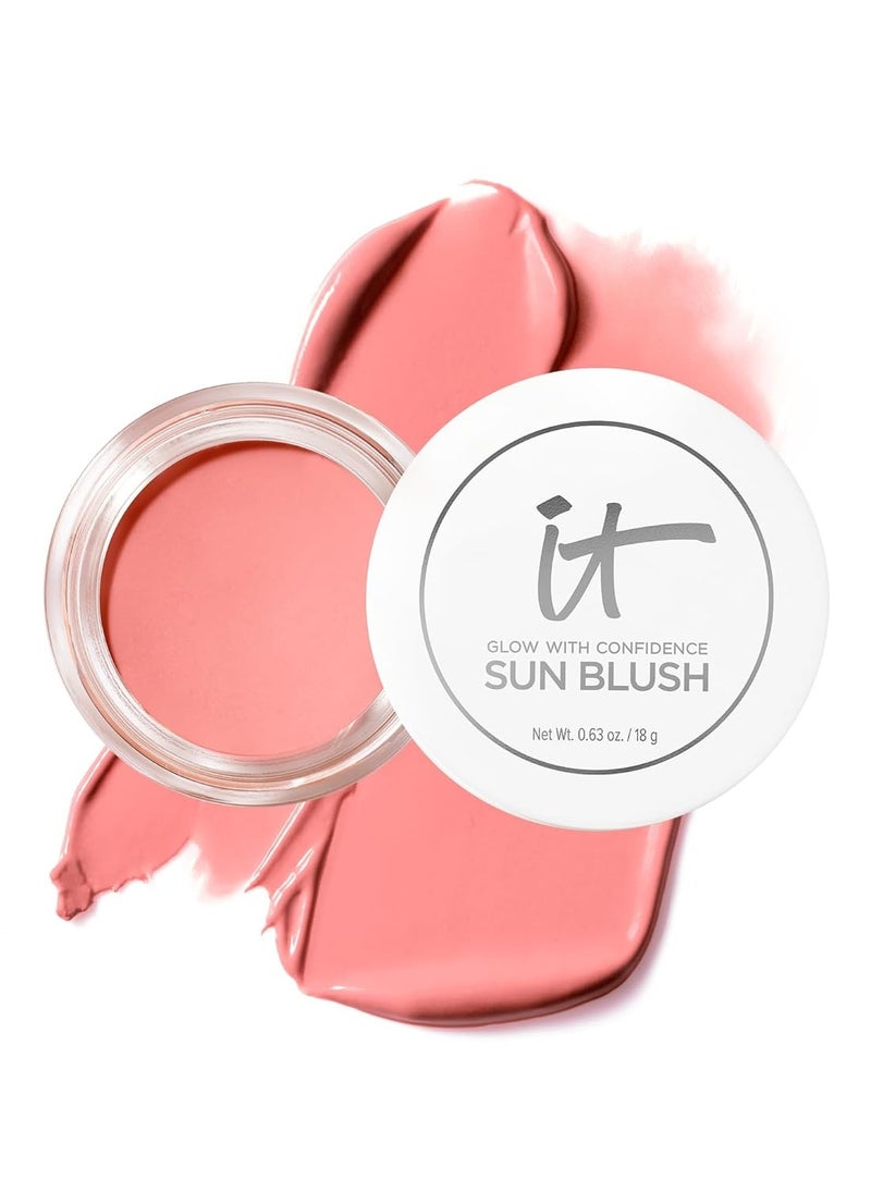 IT Cosmetics Glow with Confidence Sun Cream Blush - Blendable & Buildable Blush + Bronzer for a Pop of Sun-Blushed Color - 24HR Hydration with Hyaluronic Acid, Peptides & Vitamin E- 0.63 oz