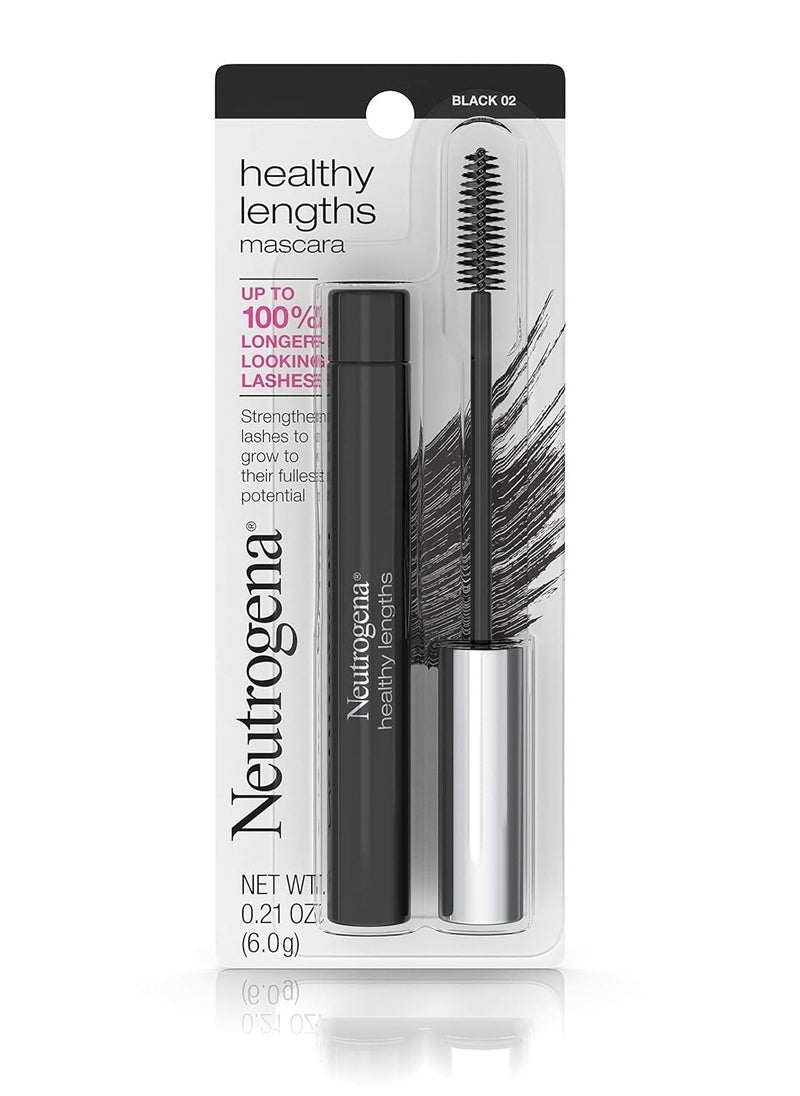 Neutrogena Healthy Lengths Mascara for Stronger, Longer Lashes, Clump-, Smudge- and Flake-Free Mascara with Olive Oil, Vitamin E and Rice Protein, Black 02,.21 oz