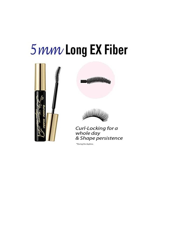 HEROINE MAKE by KISSME Long & Curl Up Waterproof Mascara Black, Lengthening & Volume Fiber Tubing Mascara Makeup, WP 01