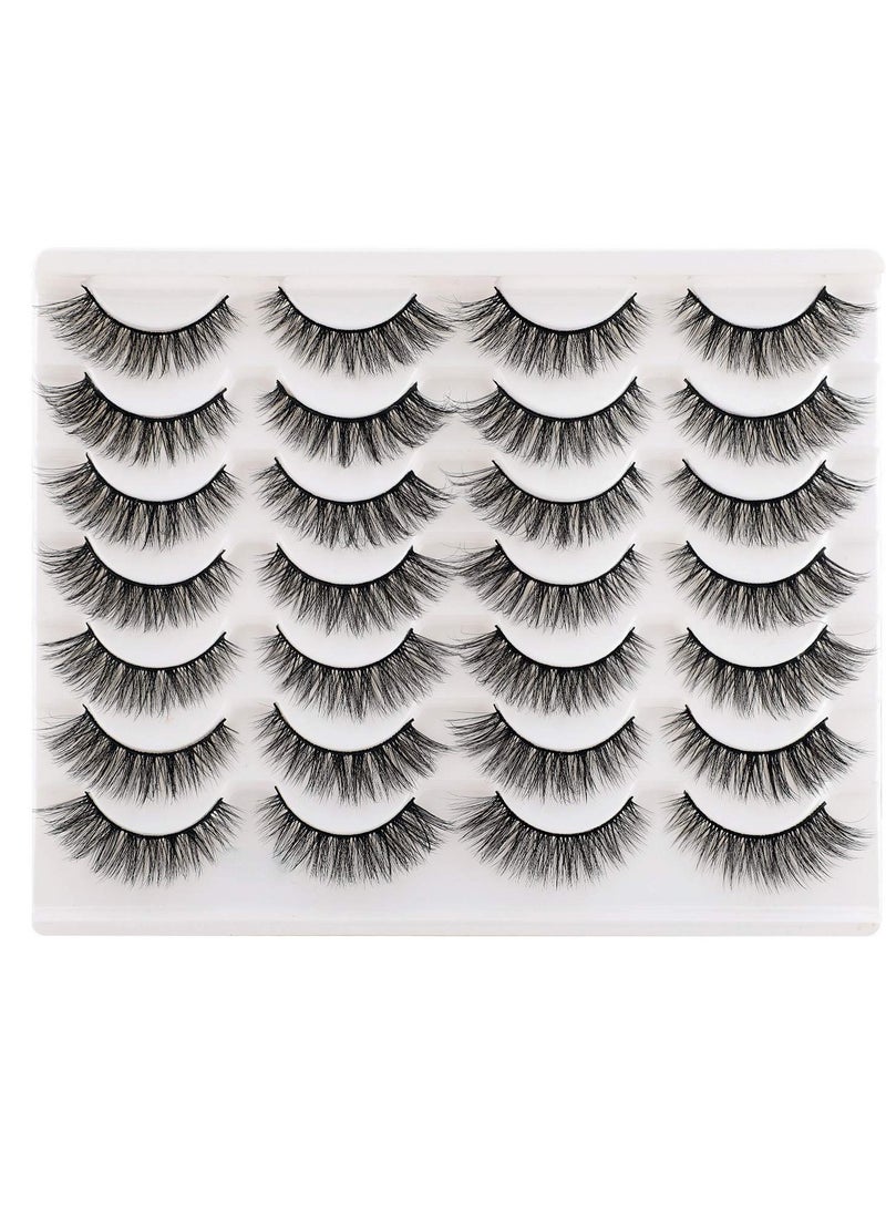 Newcally Lashes False Eyelashes Cat Eyes Wispy Natural Faux Mink Lashes 14 Pairs Pack Light Volume Short Fake Eye Lashes Multipack