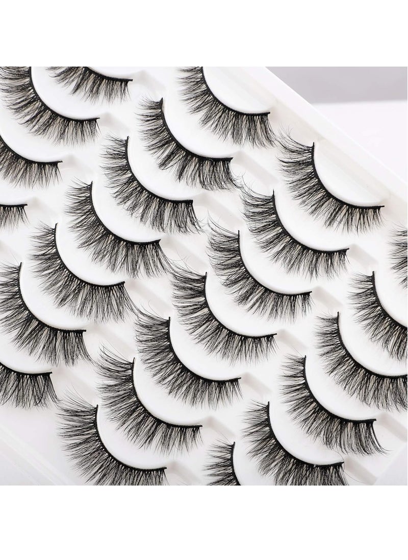 Newcally Lashes False Eyelashes Cat Eyes Wispy Natural Faux Mink Lashes 14 Pairs Pack Light Volume Short Fake Eye Lashes Multipack