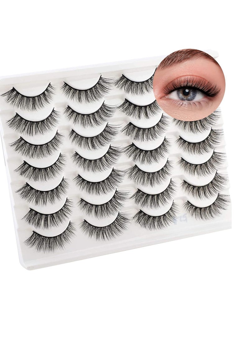 Newcally Lashes False Eyelashes Cat Eyes Wispy Natural Faux Mink Lashes 14 Pairs Pack Light Volume Short Fake Eye Lashes Multipack