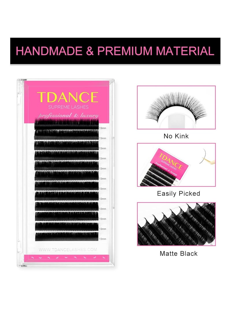 TDANCE Premium C CC D DD J B L Curl 0.03-0.18mm Thickness Semi Permanent Individual Eyelash Extensions Silk Volume Lashes Professional Salon Use Mixed 14-19mm Length In One Tray (D-0.05,14-19mm)