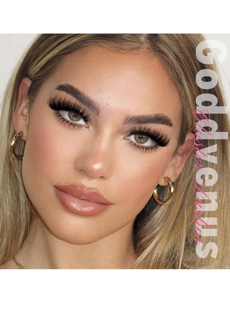 Goddvenus Lash Extension Kit Wispy Lash Clusters Kit Natural C Curl Fluffy Cluster Eyelash Extensions Individual Lashes Kit with Bottom Lash Clusters Waterproof Bond and Seal Tweezers DIY at Home