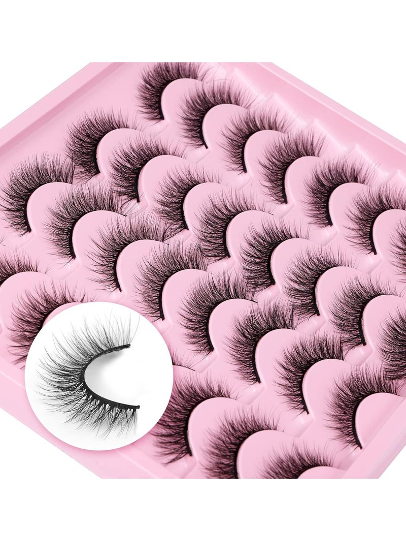 Lashes Natural Look Wispy Fasle Eyelashes 12mm Short Faux Mink Eyelashes Cat Eye Fluffy Strip Lashes Pack by Zegaine 16 Pairs