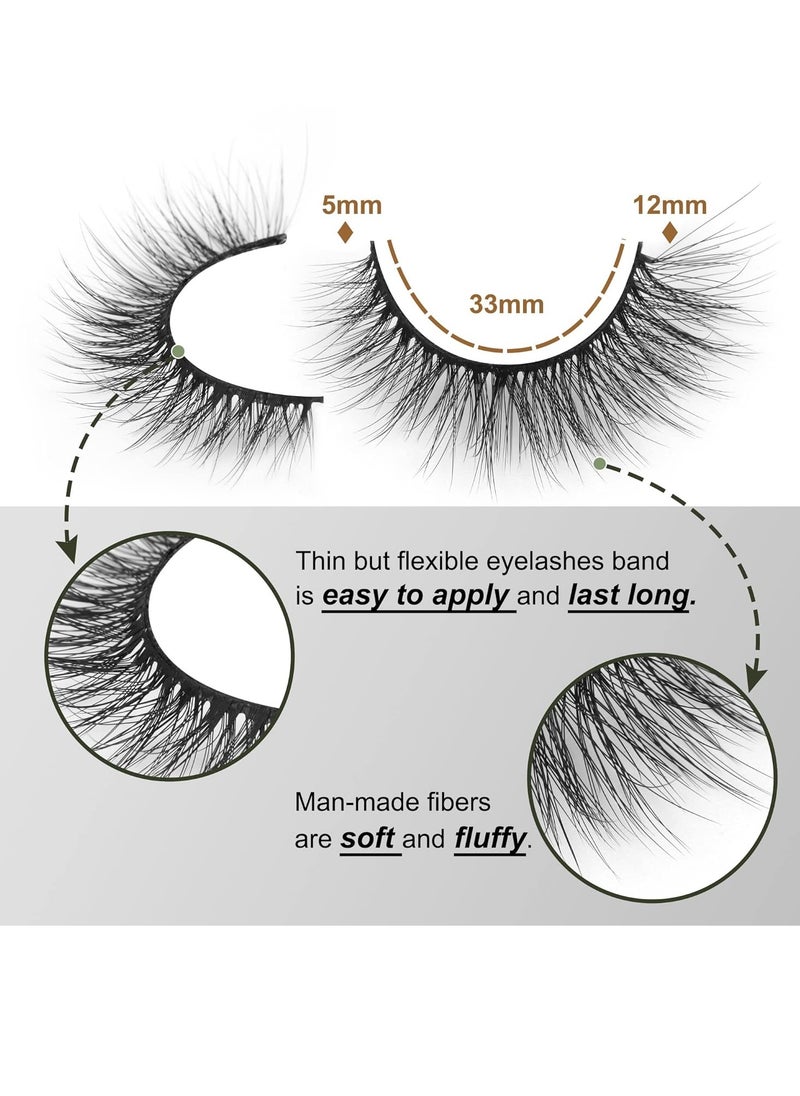 Lashes Natural Look Wispy Fasle Eyelashes 12mm Short Faux Mink Eyelashes Cat Eye Fluffy Strip Lashes Pack by Zegaine 16 Pairs