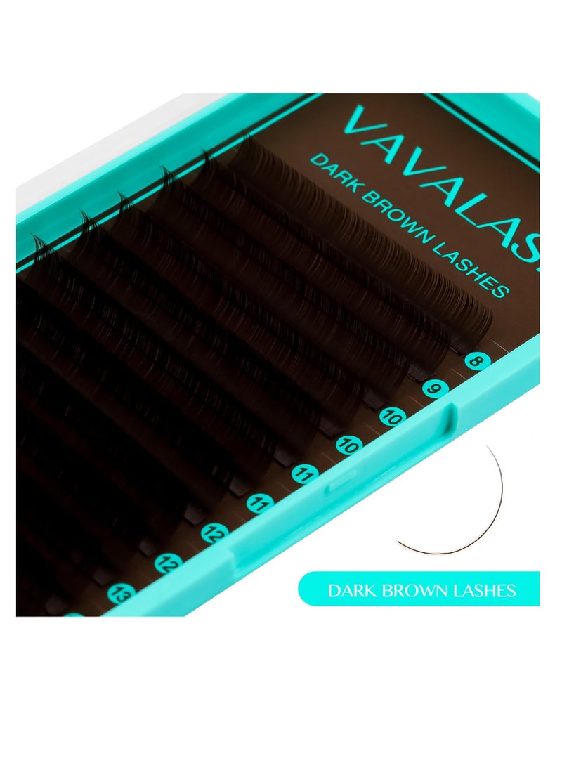 VAVALASH Colored Lash Extensions Dark Brown Eyelash Extensions 0.03 0.05 0.07 Volume Lash Extension 8-15mm Mixed Lashes C D Curl Premium color Lashes Extension(Dark Brown-0.05-D-8-15mm)